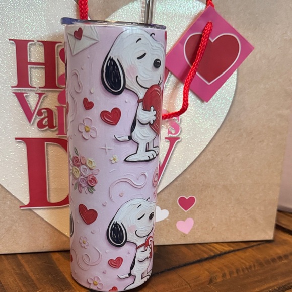Hand Crafted Other - Hand Crafted Pink Snoopy Stainless Steel Tumbler